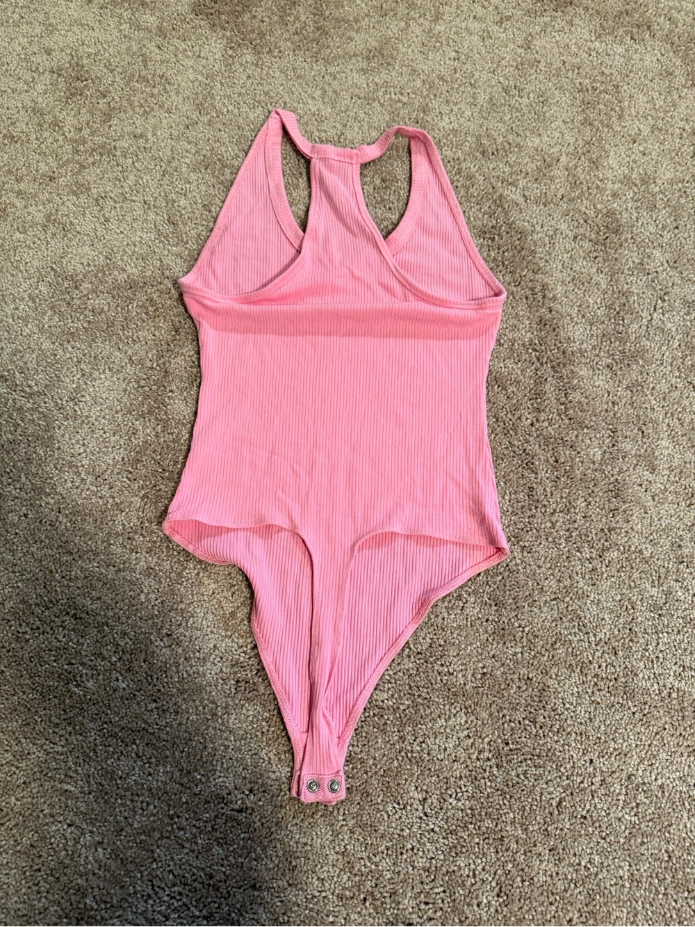 Olivaceous Pink Ribbed Racerback Bodysuit - Picture 3 of 3